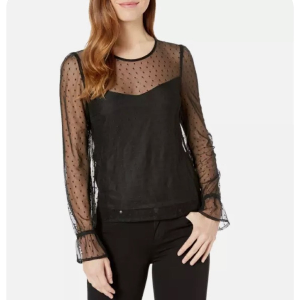 Cupcakes and Cashmere Mesh Long Sleeve Blouse